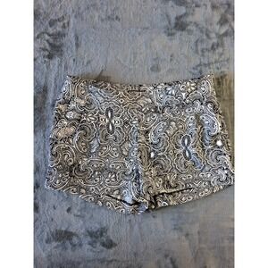 Express Womens Black White Paisley Print Dressy Shorts Side Zip Size 6